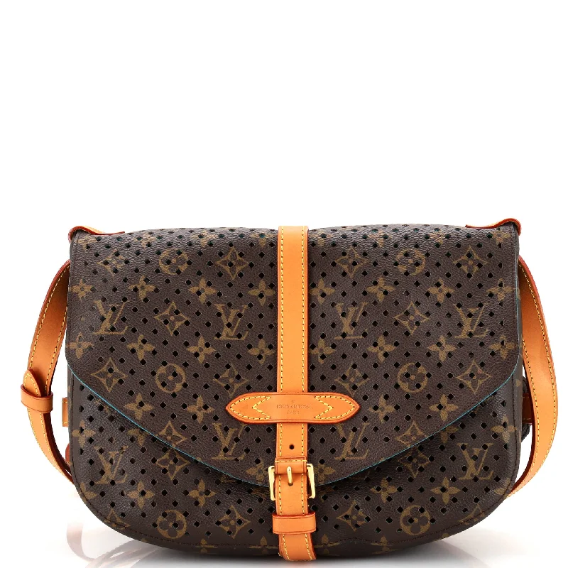 Shoulder Bag with Geometric Pattern in Multicolor for a Contemporary StyleFlore Saumur Handbag Perforated Monogram Canvas Shoulder Bag with Geometric Pattern in Multicolor for a Contemporary StyleFlore Saumur Handbag Perforated Monogram Canvas