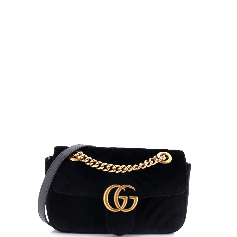 GG Marmont Flap Bag Matelasse Velvet Mini