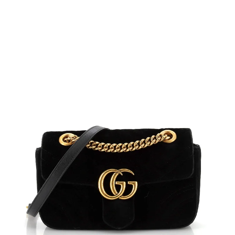 GG Marmont Flap Bag Matelasse Velvet Mini