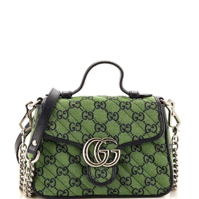 Shoulder Bag with Geometric Pattern in Multicolor for a Contemporary StyleGG Marmont Top Handle Flap Bag Diagonal Quilted GG Canvas Mini Shoulder Bag with Geometric Pattern in Multicolor for a Contemporary StyleGG Marmont Top Handle Flap Bag Diagonal Quilted GG Canvas Mini
