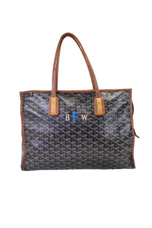 Monogrammed Tote Bag in Brown Leather with Personalized Initials for a Custom and Elegant TouchGoyard Womens Open Top Canvas Marquises Goyardine Tote Handbag Black Brown Monogrammed Tote Bag in Brown Leather with Personalized Initials for a Custom and Elegant TouchGoyard Womens Open Top Canvas Marquises Goyardine Tote Handbag Black Brown