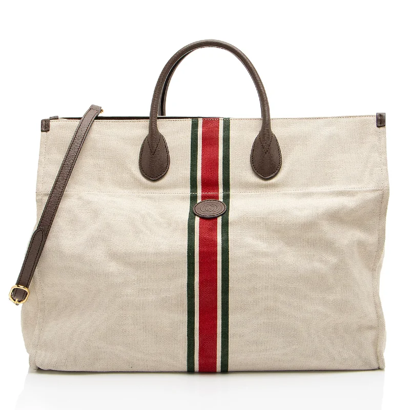 Embroidered Tote Bag in Beige with Floral Motifs for a Boho - Chic VibeGucci Canvas Web Foldable Large Tote Embroidered Tote Bag in Beige with Floral Motifs for a Boho - Chic VibeGucci Canvas Web Foldable Large Tote