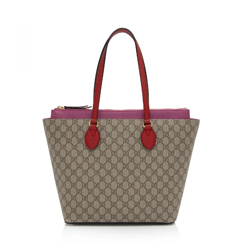 Faux Fur - Trimmed Tote Bag in White for a Cozy Winter LookGucci GG Supreme Zip Tote
