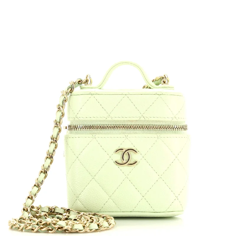 Handle with Care Vanity Case with Chain Quilted Caviar