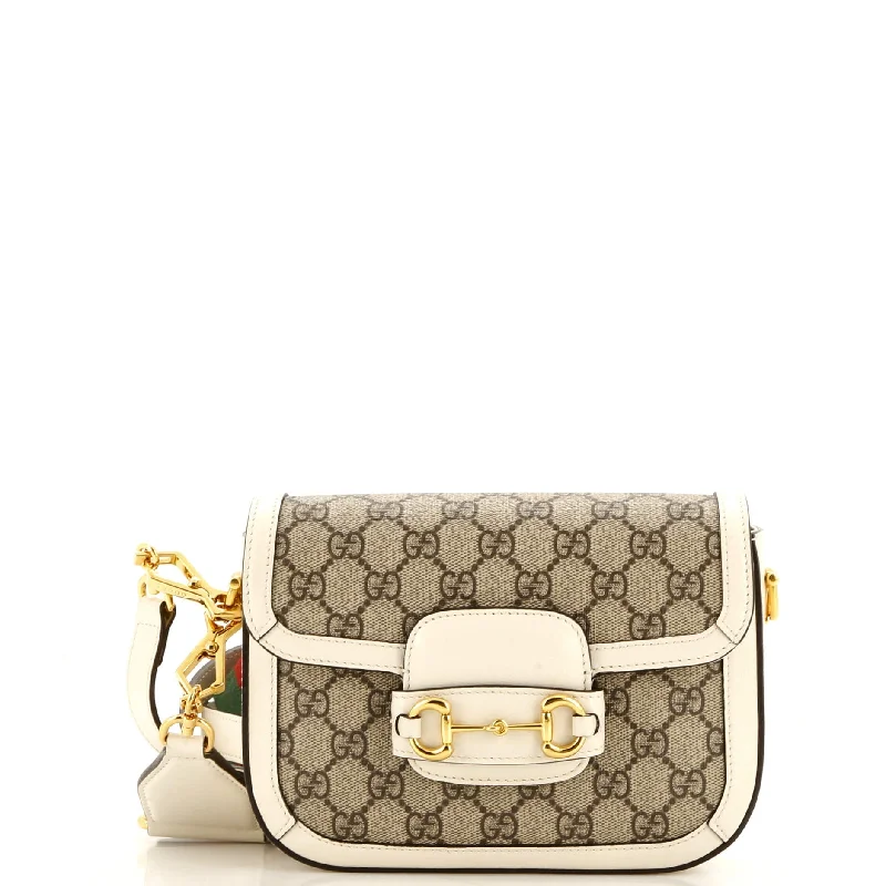 Vegan Leather Shoulder Bag in Gray for Ethical Fashion LoversHorsebit 1955 Shoulder Bag GG Coated Canvas Mini Vegan Leather Shoulder Bag in Gray for Ethical Fashion LoversHorsebit 1955 Shoulder Bag GG Coated Canvas Mini
