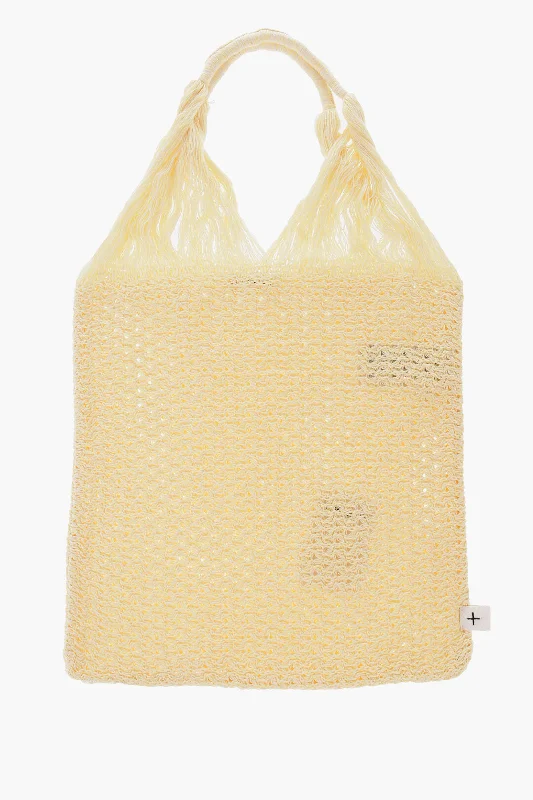 Women's Tote Bag with Magnetic Closure in Orange for Easy Access on the GoJil Sander Double Color Knitted Tote Bag Women's Tote Bag with Magnetic Closure in Orange for Easy Access on the GoJil Sander Double Color Knitted Tote Bag