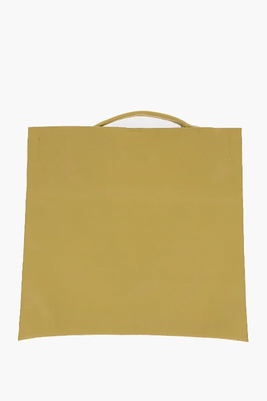 Embroidered Tote Bag in Beige with Floral Motifs for a Boho - Chic VibeJil Sander Leather Shopping Bag With Inner Pocket Embroidered Tote Bag in Beige with Floral Motifs for a Boho - Chic VibeJil Sander Leather Shopping Bag With Inner Pocket