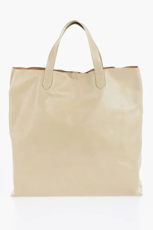 Women's Printed Tote Bag in Floral Patterns for a Spring - Themed Shopping TripJil Sander Leather Tape Shopping Bag With Adjustable Shoulder Strap Women's Printed Tote Bag in Floral Patterns for a Spring - Themed Shopping TripJil Sander Leather Tape Shopping Bag With Adjustable Shoulder Strap