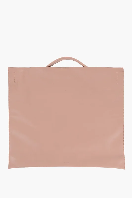 Medium - Sized Canvas Tote Bag in Navy Blue with Striped Pattern for a Nautical - Inspired LookJil Sander Leather Tote Bag With Snap Closure Medium - Sized Canvas Tote Bag in Navy Blue with Striped Pattern for a Nautical - Inspired LookJil Sander Leather Tote Bag With Snap Closure