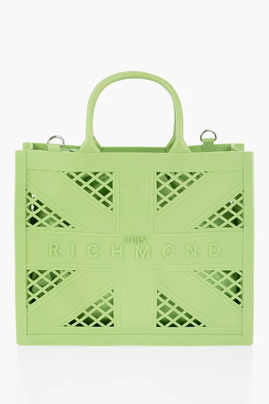 Waterproof Tote Bag in Yellow for Outdoor Activities in Wet WeatherJohn Richmond Solid Color Cracov Tote Bag With Cut-Out Details Unica One Size