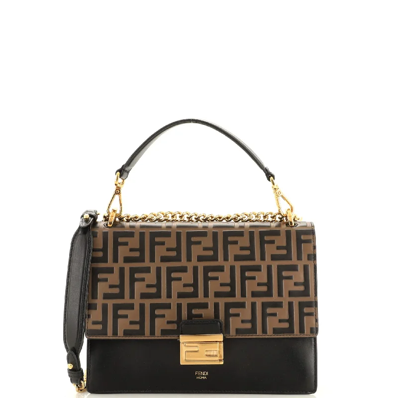 Kan U Shoulder Bag Zucca Embossed Leather Medium
