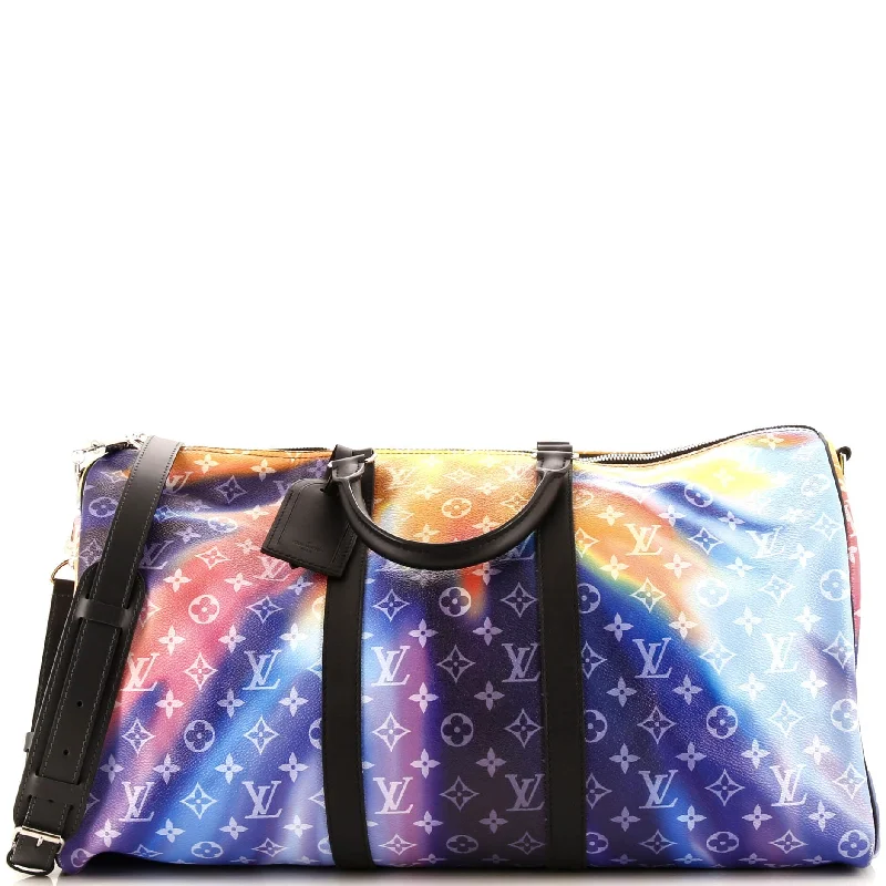 Women's Printed Tote Bag in Floral Patterns for a Spring - Themed Shopping TripKeepall Bandouliere Bag Limited Edition Monogram Sunset Canvas 50 Women's Printed Tote Bag in Floral Patterns for a Spring - Themed Shopping TripKeepall Bandouliere Bag Limited Edition Monogram Sunset Canvas 50