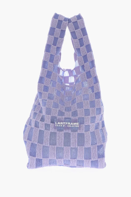 Women's Tote Bag with Magnetic Closure in Orange for Easy Access on the GoLast Frame Checked Knitted Tote Bag With Faux Leather Shoulder Strap Women's Tote Bag with Magnetic Closure in Orange for Easy Access on the GoLast Frame Checked Knitted Tote Bag With Faux Leather Shoulder Strap