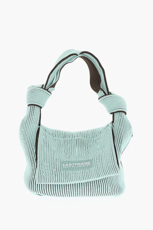 Geometric - Printed Tote Bag in Multicolor for a Contemporary and Trendy OutfitLast Frame Two-Tone Knitted Obi Bag With Knotted Handle Geometric - Printed Tote Bag in Multicolor for a Contemporary and Trendy OutfitLast Frame Two-Tone Knitted Obi Bag With Knotted Handle