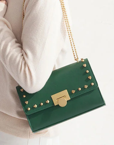 Women's Waterproof Nylon Shoulder Bag in Green for HikingLeather Stylish Womens Rivet Handbag Work Purse Chain Shoulder Bag for Women Women's Waterproof Nylon Shoulder Bag in Green for HikingLeather Stylish Womens Rivet Handbag Work Purse Chain Shoulder Bag for Women