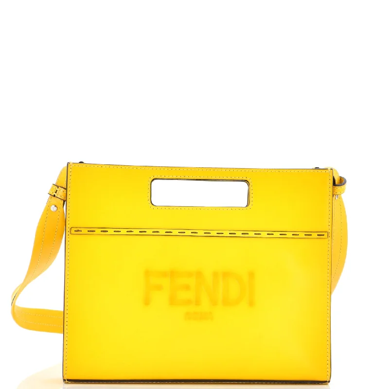 Logo Cut-Out Handle Shopper Tote Embossed Leather Mini