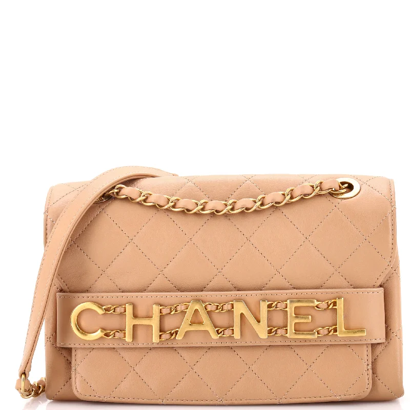 Women's Shoulder Bag with Faux Fur Strap in White for Winter StyleLogo Enchained Flap Bag Quilted Calfskin Medium Women's Shoulder Bag with Faux Fur Strap in White for Winter StyleLogo Enchained Flap Bag Quilted Calfskin Medium