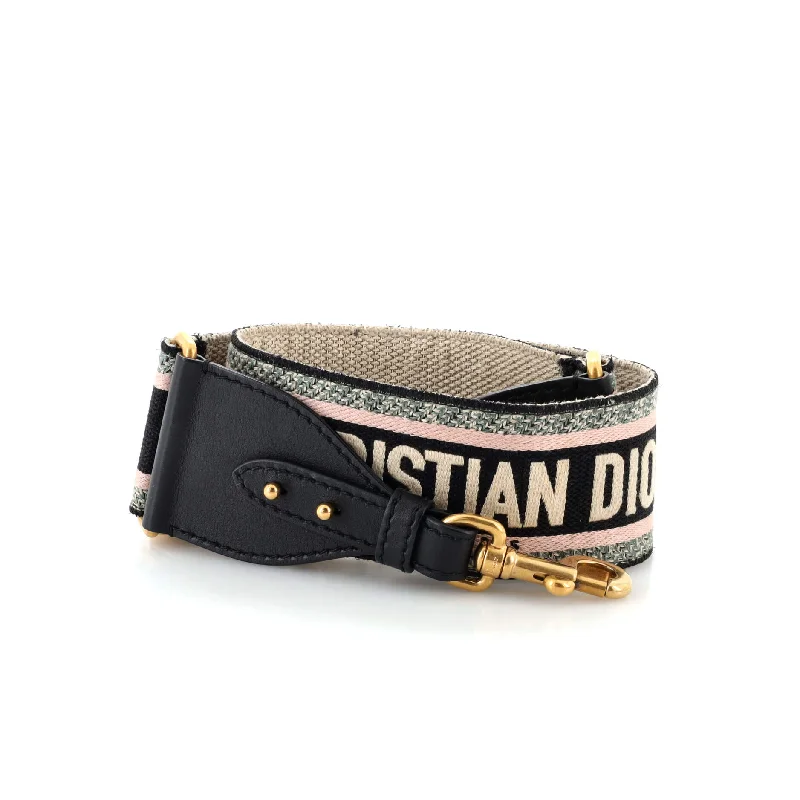 Women's Canvas Shoulder Bag in Navy with Striped Pattern for Beach TripsLogo Shoulder Strap Embroidered Canvas