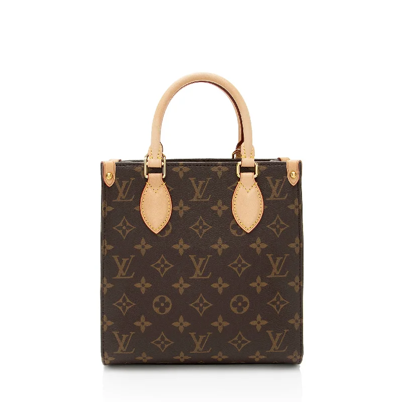 Monogrammed Tote Bag in Brown Leather with Personalized Initials for a Custom and Elegant TouchLouis Vuitton Monogram Canvas Sac Plat BB Tote