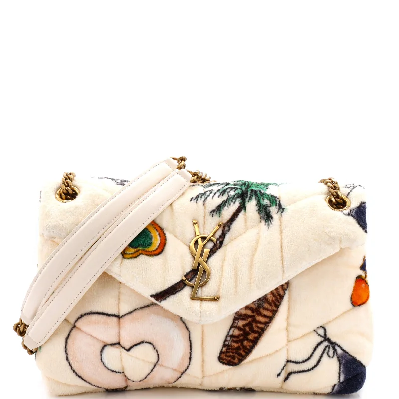 Suede Shoulder Bag in Pink with Tassel Accents for Casual OutingsLoulou Puffer Shoulder Bag Quilted Printed Terry Cloth Small Suede Shoulder Bag in Pink with Tassel Accents for Casual OutingsLoulou Puffer Shoulder Bag Quilted Printed Terry Cloth Small