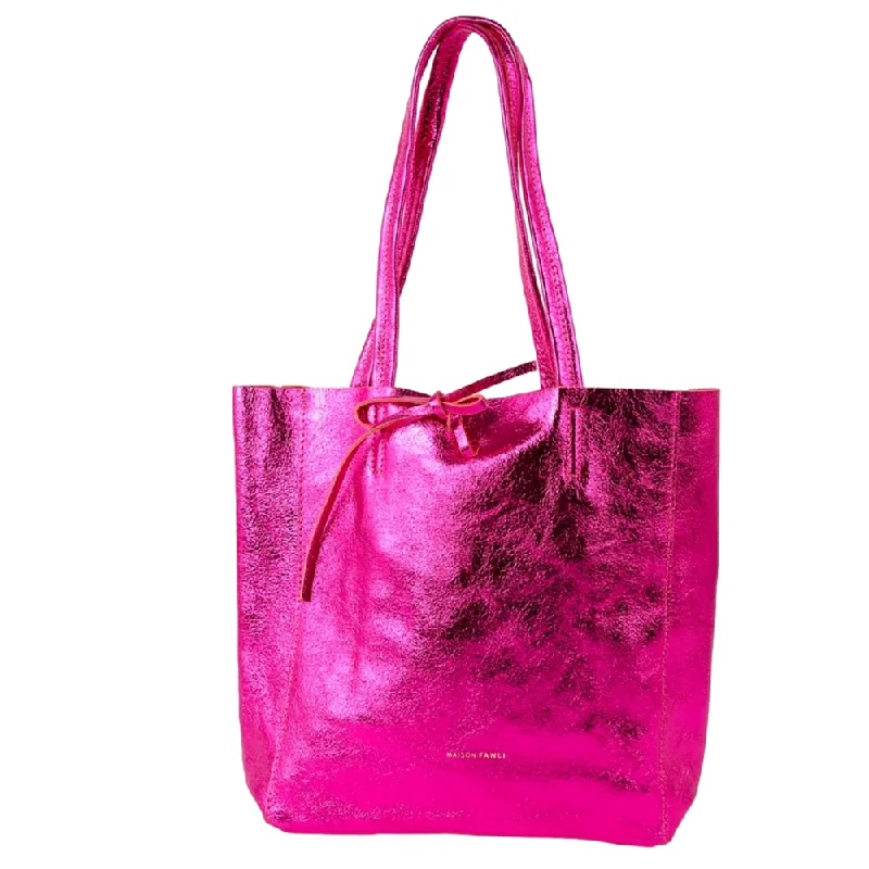 Maison Fanli Medium Tote - Metallic Fuchsia