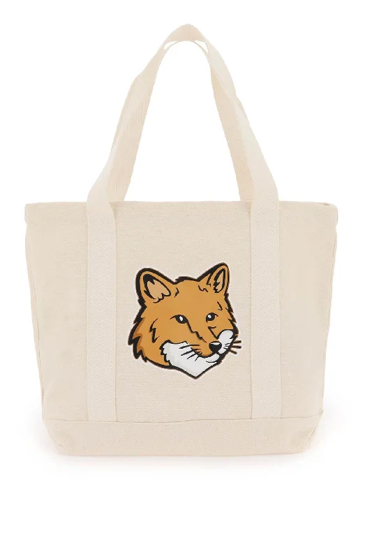 Faux Fur - Trimmed Tote Bag in White for a Cozy Winter LookMaison Kitsune Fox Head Tote Bag Faux Fur - Trimmed Tote Bag in White for a Cozy Winter LookMaison Kitsune Fox Head Tote Bag