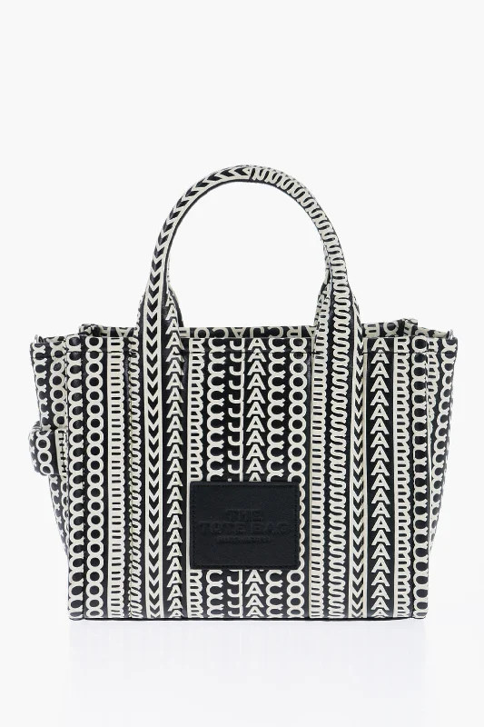 Large Capacity Genuine Leather Women's Tote Bag in Black for Work and CommutingMarc Jacobs Printed Leather Tote Bag With Monogrammed Motif Large Capacity Genuine Leather Women's Tote Bag in Black for Work and CommutingMarc Jacobs Printed Leather Tote Bag With Monogrammed Motif