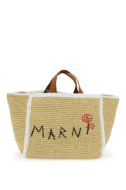 Faux Fur - Trimmed Tote Bag in White for a Cozy Winter LookMarni Medium Sillo Tote Bag Faux Fur - Trimmed Tote Bag in White for a Cozy Winter LookMarni Medium Sillo Tote Bag