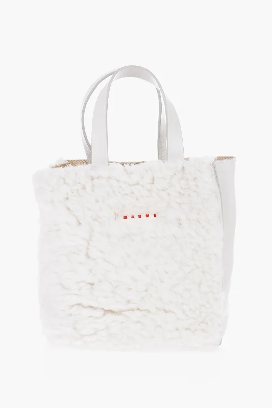 Small Vegan Leather Tote Bag in Blush Pink with Gold - Tone Hardware for a Feminine and Stylish AccessoryMarni Shearling Detailing Museo Mini Tote Bag Small Vegan Leather Tote Bag in Blush Pink with Gold - Tone Hardware for a Feminine and Stylish AccessoryMarni Shearling Detailing Museo Mini Tote Bag