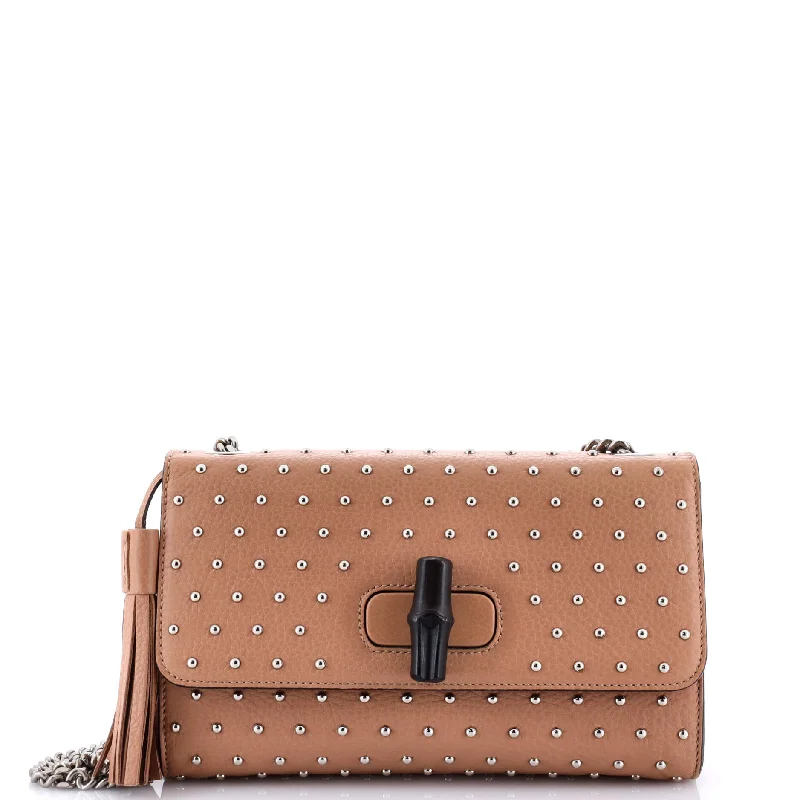 Metallic Shoulder Bag in Gold for Special OccasionsMiss Bamboo Shoulder Bag Studded Leather Medium Metallic Shoulder Bag in Gold for Special OccasionsMiss Bamboo Shoulder Bag Studded Leather Medium