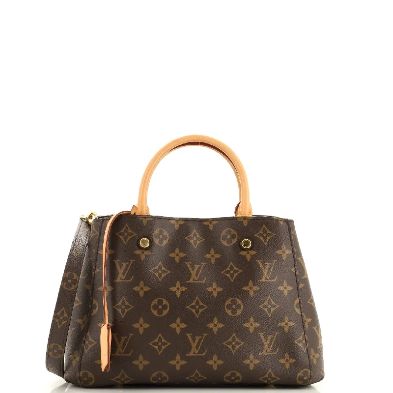 Canvas and Leather Combo Shoulder Bag in Tan for a Rustic LookMontaigne Handbag Monogram Canvas BB Canvas and Leather Combo Shoulder Bag in Tan for a Rustic LookMontaigne Handbag Monogram Canvas BB