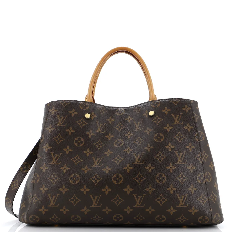 Vegan Leather Shoulder Bag in Gray for Ethical Fashion LoversMontaigne Handbag Monogram Canvas GM Vegan Leather Shoulder Bag in Gray for Ethical Fashion LoversMontaigne Handbag Monogram Canvas GM