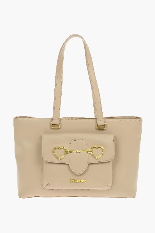 Geometric - Printed Tote Bag in Multicolor for a Contemporary and Trendy OutfitMoschino Love Faux Leather Maxi Front Pocket Tote Bag With Heart Clam Geometric - Printed Tote Bag in Multicolor for a Contemporary and Trendy OutfitMoschino Love Faux Leather Maxi Front Pocket Tote Bag With Heart Clam