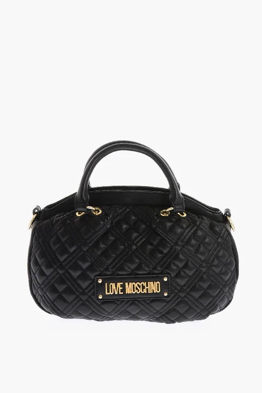 Geometric - Printed Tote Bag in Multicolor for a Contemporary and Trendy OutfitMoschino Love Faux Leather Quilted Bowler Bag With Golden Details Geometric - Printed Tote Bag in Multicolor for a Contemporary and Trendy OutfitMoschino Love Faux Leather Quilted Bowler Bag With Golden Details
