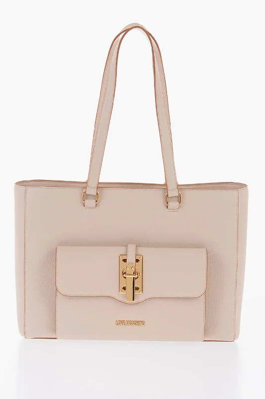 Geometric - Printed Tote Bag in Multicolor for a Contemporary and Trendy OutfitMoschino Love Faux Leather Tote Bag With Golden Details Geometric - Printed Tote Bag in Multicolor for a Contemporary and Trendy OutfitMoschino Love Faux Leather Tote Bag With Golden Details