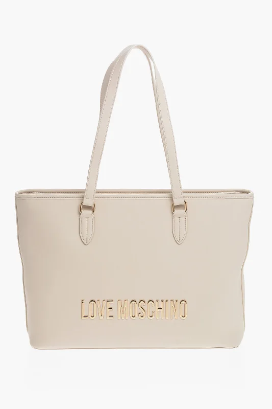 Large Capacity Genuine Leather Women's Tote Bag in Black for Work and CommutingMoschino Love Faux Leather Tote Bag With Golden Embossed Maxi Logo Large Capacity Genuine Leather Women's Tote Bag in Black for Work and CommutingMoschino Love Faux Leather Tote Bag With Golden Embossed Maxi Logo