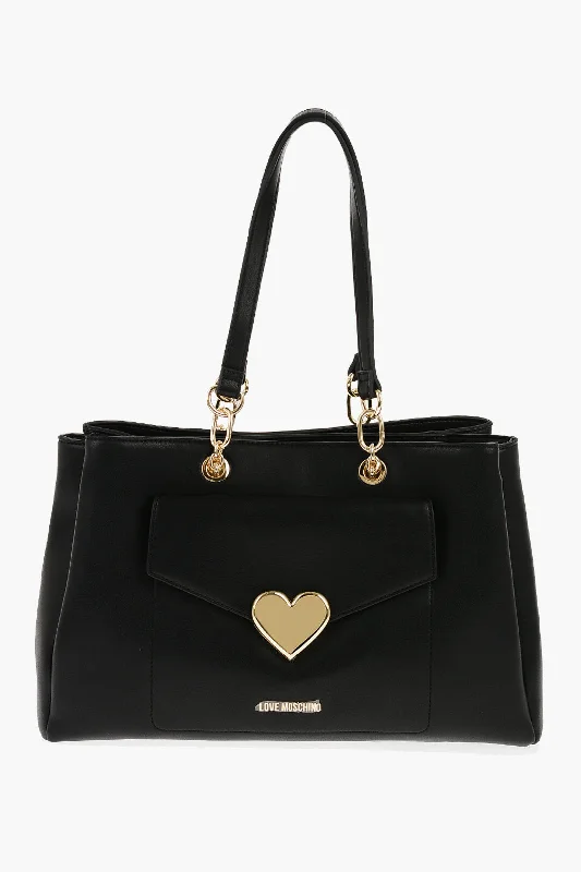 Faux Fur - Trimmed Tote Bag in White for a Cozy Winter LookMoschino Love Faux Leather Tote Bag With Golden Logo Faux Fur - Trimmed Tote Bag in White for a Cozy Winter LookMoschino Love Faux Leather Tote Bag With Golden Logo