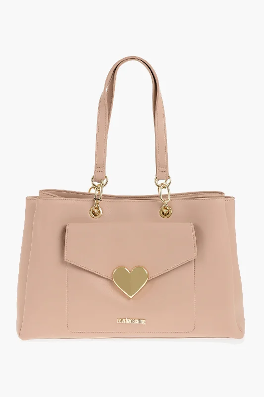 Women's Tote Bag with Inner Compartments in Gray for Organizing Everyday EssentialsMoschino Love Faux Leather Tote Bag With Golden Logo Women's Tote Bag with Inner Compartments in Gray for Organizing Everyday EssentialsMoschino Love Faux Leather Tote Bag With Golden Logo