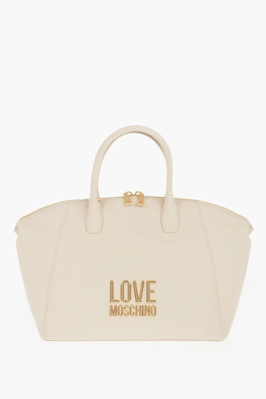 Large Capacity Genuine Leather Women's Tote Bag in Black for Work and CommutingMoschino Love Faux Leather Tote Bag With Golden Logo Large Capacity Genuine Leather Women's Tote Bag in Black for Work and CommutingMoschino Love Faux Leather Tote Bag With Golden Logo