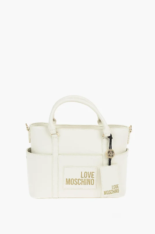 Women's Tote Bag with Zipper Closure in Red for Secure StorageMoschino Love Logo Printed Faux Leather Tote Bag Women's Tote Bag with Zipper Closure in Red for Secure StorageMoschino Love Logo Printed Faux Leather Tote Bag