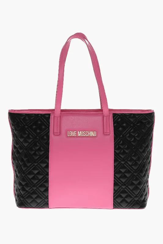 Small Vegan Leather Tote Bag in Blush Pink with Gold - Tone Hardware for a Feminine and Stylish AccessoryMoschino Love Quilted Two-Tone Tote Bag Small Vegan Leather Tote Bag in Blush Pink with Gold - Tone Hardware for a Feminine and Stylish AccessoryMoschino Love Quilted Two-Tone Tote Bag