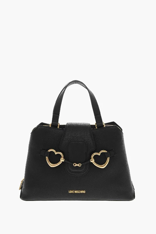 Embroidered Tote Bag in Beige with Floral Motifs for a Boho - Chic VibeMoschino Love Textured Faux Leather Tote Bag With Golden Front Clamp Embroidered Tote Bag in Beige with Floral Motifs for a Boho - Chic VibeMoschino Love Textured Faux Leather Tote Bag With Golden Front Clamp