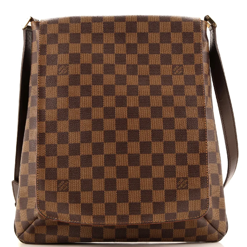 Crossbody Shoulder Bag in Black Leather with Gold Hardware for Night OutsMusette Handbag Damier GM Crossbody Shoulder Bag in Black Leather with Gold Hardware for Night OutsMusette Handbag Damier GM