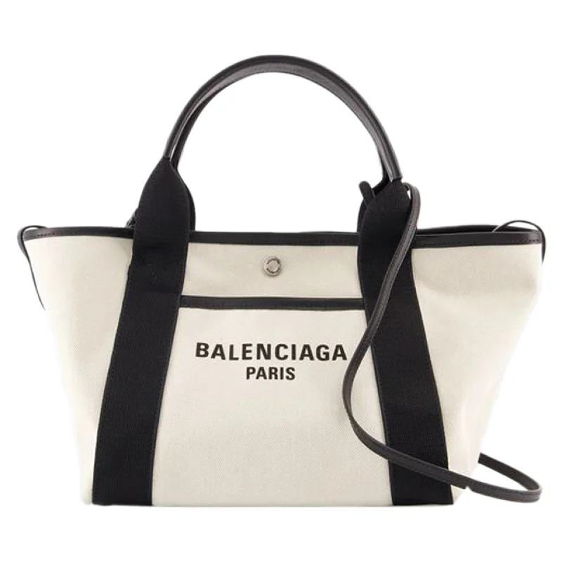 Tote Bag with RFID - Blocking Pocket in Black for Protecting Your Cards and InformationNavy Revamp Small Shopper Bag - Balenciaga - Cotton - White