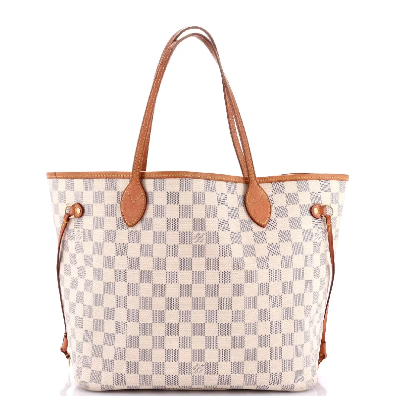 Linen Tote Bag in Natural Beige with Braided Details for a Rustic Summer EnsembleNeverfull NM Tote Damier MM