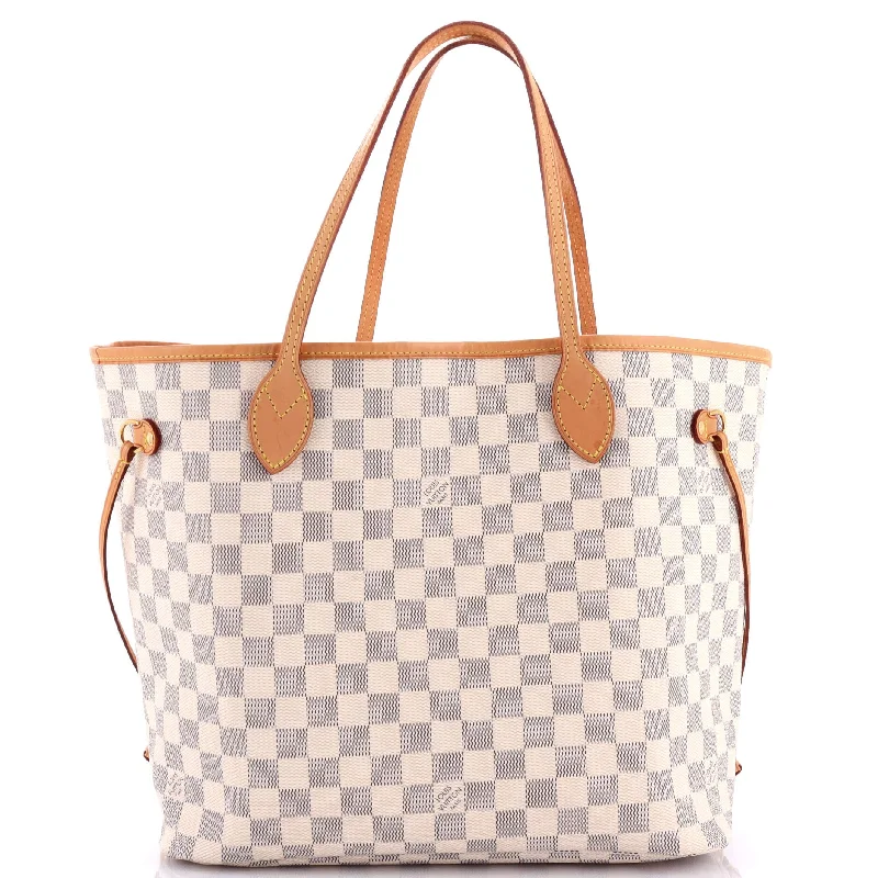 Medium - Sized Canvas Tote Bag in Navy Blue with Striped Pattern for a Nautical - Inspired LookNeverfull NM Tote Damier MM Medium - Sized Canvas Tote Bag in Navy Blue with Striped Pattern for a Nautical - Inspired LookNeverfull NM Tote Damier MM