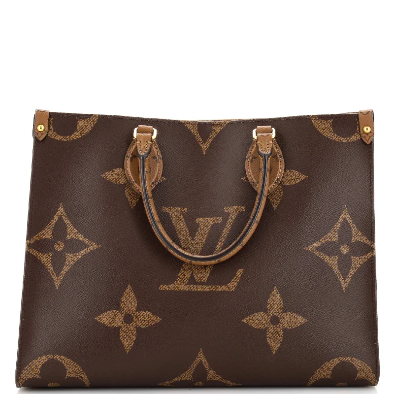 Monogrammed Tote Bag in Brown Leather with Personalized Initials for a Custom and Elegant TouchOnTheGo Tote Reverse Monogram Giant MM