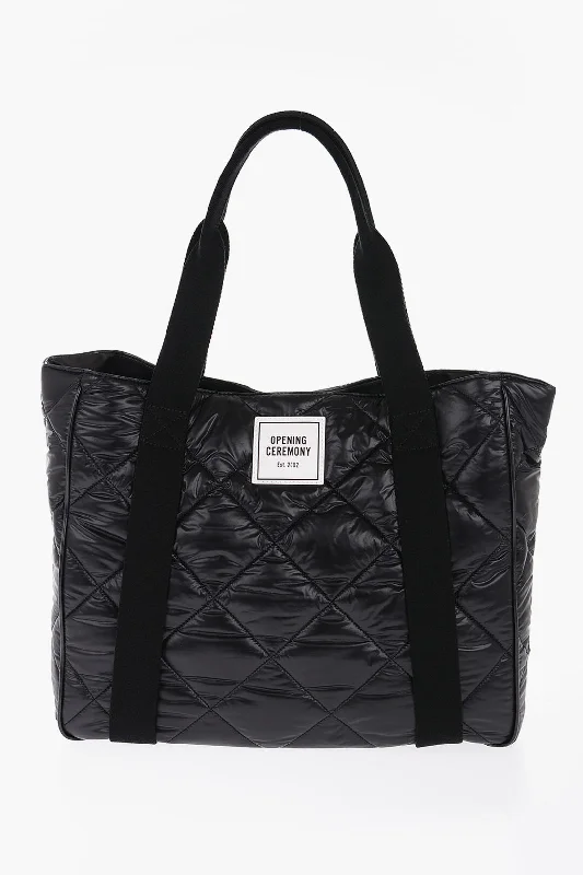 Waterproof Tote Bag in Yellow for Outdoor Activities in Wet WeatherOpening Ceremony Quilted Nylon Box Logo Tote Bag Waterproof Tote Bag in Yellow for Outdoor Activities in Wet WeatherOpening Ceremony Quilted Nylon Box Logo Tote Bag