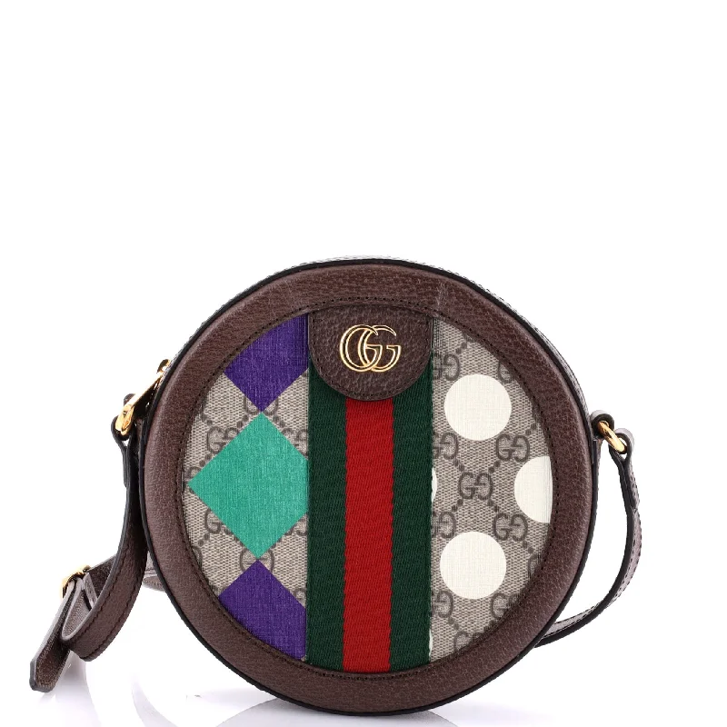 Women's Shoulder Bag with Floral Embroidery in Purple for Spring WalksOphidia Round Shoulder Bag Printed GG Coated Canvas Mini Women's Shoulder Bag with Floral Embroidery in Purple for Spring WalksOphidia Round Shoulder Bag Printed GG Coated Canvas Mini