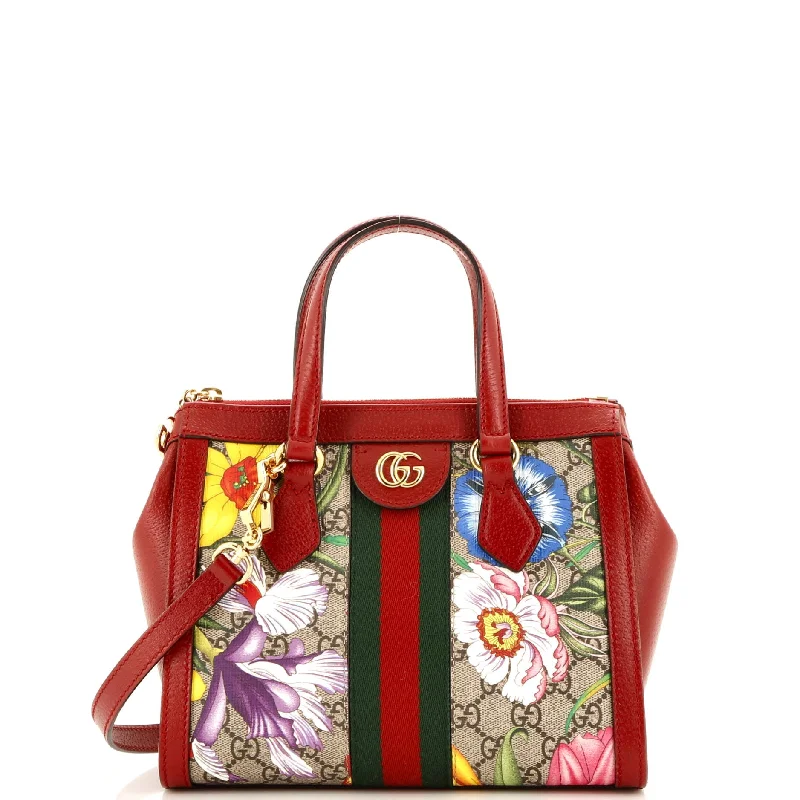 Patchwork Tote Bag in Denim with Vintage - Inspired Designs for a Retro AppealOphidia Top Handle Tote Flora GG Coated Canvas Small Patchwork Tote Bag in Denim with Vintage - Inspired Designs for a Retro AppealOphidia Top Handle Tote Flora GG Coated Canvas Small